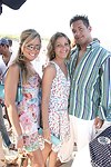 Janelle Muratori, Keri Palmirotto, and Sean Bruns at the annual Hamptons Clambake at Flying Point Beach in Watermill on 7-11-04<br>photo by Rob Rich copyright 2004 516-676-3939 robwayne1@aol.com