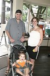 Eddy, Jadyn, and Audra Markman at Swinging Saturday at Cole Haan in Easthampton on 8-14-04.  photo by Rob Rich copyright 2004 516-676-3939  robwayne1@aol.com