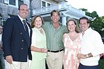 Reza Raein, Susan Gubelman, Gregg Connors, Marjorie Gubelman Raein, and Christain Leone at the God's Love We Deliver Mid Sumer Drinks party on 6-12-04 at the Southampton Estate of Don Burns and Gregg Connors  all photos by Rob Rich copyright 2004 516-676-3939