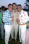 Scott Helms, Phil Brandt, and Jorge Alonso  at the God's Love We Deliver Mid Sumer Drinks party on 6-12-04 at the Southampton Estate of Don Burns and Gregg Connors  all photos by Rob Rich copyright 2004 516-676-3939