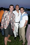 Todd Black, Steven Horn, and  Reed Forrester at the God's Love We Deliver Mid Sumer Drinks party on 6-12-04 at the Southampton Estate of Don Burns and Gregg Connors  all photos by Rob Rich copyright 2004 516-676-3939
