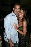 Eric Sadeh and Caroline Fox  at the 1st. Anniversary of Jean Luc East  on 9-5-04 in Easthampton. photo by Rob Rich copyright 2004<br>516-676-3939<br>robwayne1@aol.com