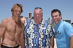 Surfers Laird Hamilton, Gregg Noll, and Jeff Clark  at the 'Riding Giants' beach party at the Watermill ocean front residence of Alex von Furstenberg on 7-3-04<br>photos by Rob Rich copyright 2004  516-676-3939 
