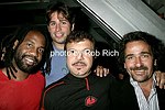 Unique, Mike Heller, Rocco Ancarola, and friend on 5-30-04 at the Hamptons Magazine/La Perla party at Star Room in Wainscott.<br>photo by Rob Rich copyright 2004<br>516-676-3939<br>robwayne1@aol.com